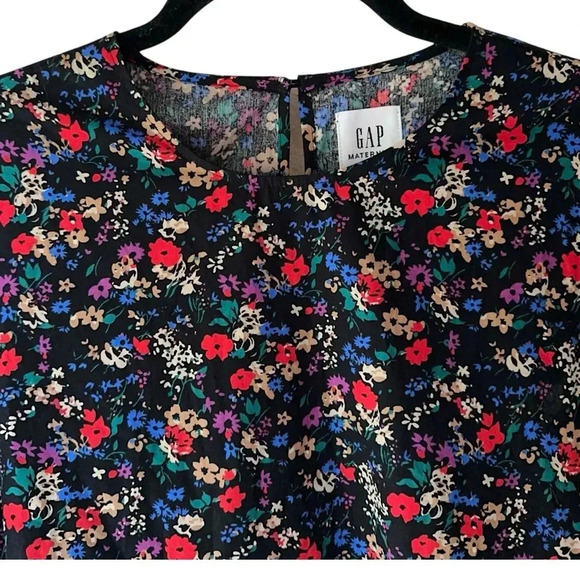 GAP MATERNITY NWOT BLACK COTTON FLORAL TIERED SWING DRESS | SMALL - Picture 3 of 9